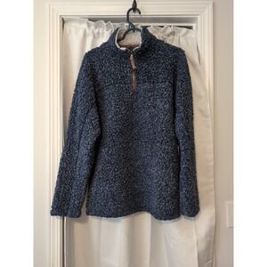 True Grit Men's Sherpa Fleece 1/4 Zip Pullover Navy Size Small Soft‎ Fuzzy